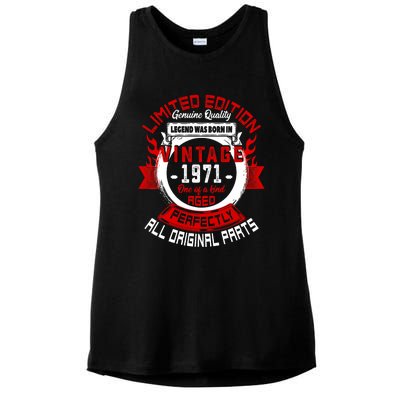 53nd Birthday Gift Vintage Legends Born In 1971 53 Years Old Ladies PosiCharge Tri-Blend Wicking Tank