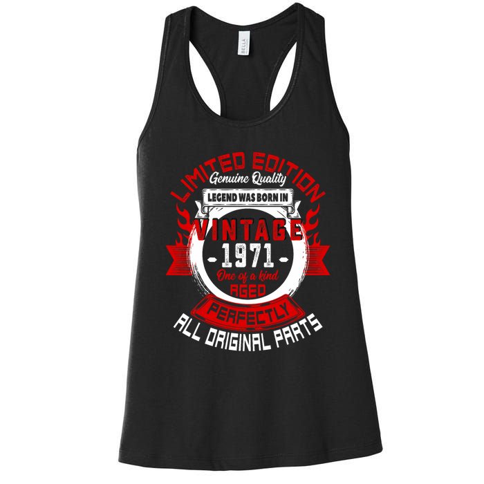 53nd Birthday Gift Vintage Legends Born In 1971 53 Years Old Women's Racerback Tank