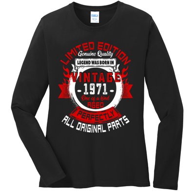 53nd Birthday Gift Vintage Legends Born In 1971 53 Years Old Ladies Long Sleeve Shirt