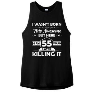 55th Birthday Gift I Wasn't Born This Awesome 55 Years Old Ladies PosiCharge Tri-Blend Wicking Tank