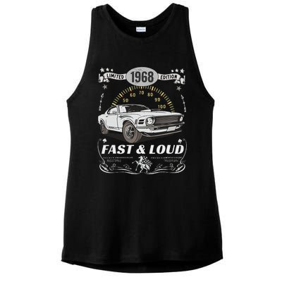 55th Birthday Gift Muscle Car Women Born 1968 Ladies PosiCharge Tri-Blend Wicking Tank