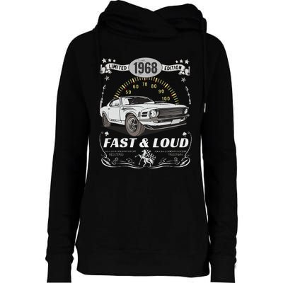 55th Birthday Gift Muscle Car Women Born 1968 Womens Funnel Neck Pullover Hood