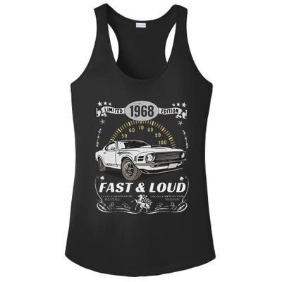 55th Birthday Gift Muscle Car Women Born 1968 Ladies PosiCharge Competitor Racerback Tank