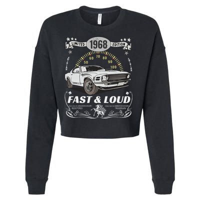 55th Birthday Gift Muscle Car Women Born 1968 Cropped Pullover Crew