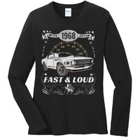 55th Birthday Gift Muscle Car Women Born 1968 Ladies Long Sleeve Shirt