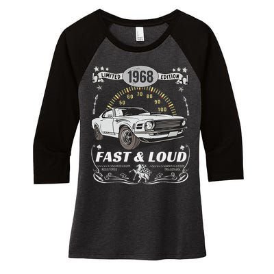 55th Birthday Gift Muscle Car Women Born 1968 Women's Tri-Blend 3/4-Sleeve Raglan Shirt