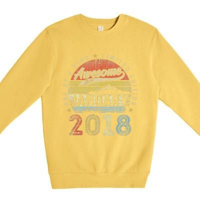 5th Birthday Gift Awesome Since January 2018 5 Year Old Premium Crewneck Sweatshirt