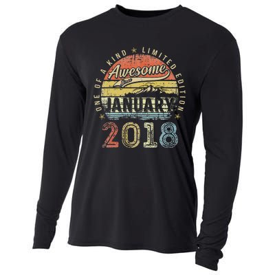 5th Birthday Gift Awesome Since January 2018 5 Year Old Cooling Performance Long Sleeve Crew