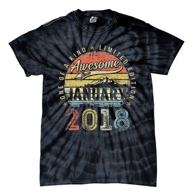 5th Birthday Gift Awesome Since January 2018 5 Year Old Tie-Dye T-Shirt