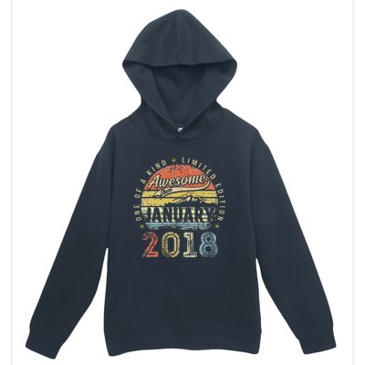 5th Birthday Gift Awesome Since January 2018 5 Year Old Urban Pullover Hoodie