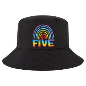 5th Birthday Gift Rainbow Fan 5 Years Olds 5 Bday Cool Comfort Performance Bucket Hat