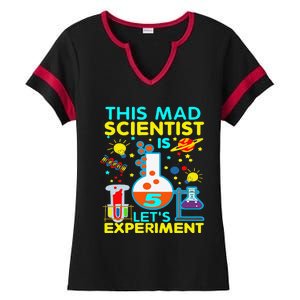 5th Birthday Gift This Mad Scientist Is 5 Let's Experiment Ladies Halftime Notch Neck Tee