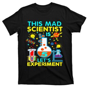 5th Birthday Gift This Mad Scientist Is 5 Let's Experiment T-Shirt