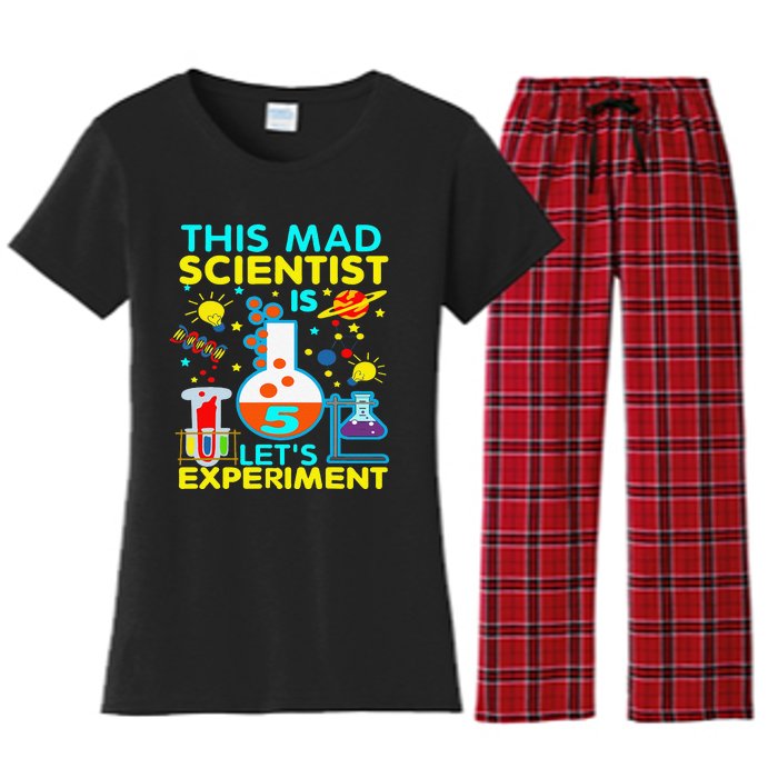 5th Birthday Gift This Mad Scientist Is 5 Let's Experiment Women's Flannel Pajama Set