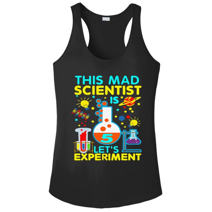 5th Birthday Gift This Mad Scientist Is 5 Let's Experiment Ladies PosiCharge Competitor Racerback Tank