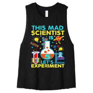 5th Birthday Gift This Mad Scientist Is 5 Let's Experiment Women's Racerback Cropped Tank