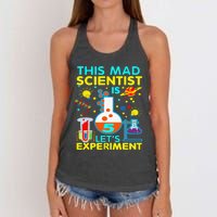 5th Birthday Gift This Mad Scientist Is 5 Let's Experiment Women's Knotted Racerback Tank