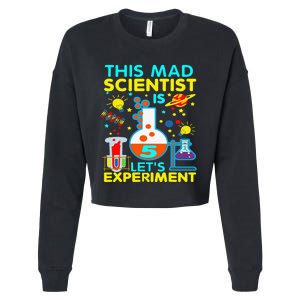 5th Birthday Gift This Mad Scientist Is 5 Let's Experiment Cropped Pullover Crew