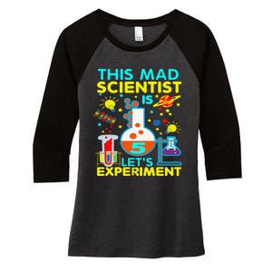 5th Birthday Gift This Mad Scientist Is 5 Let's Experiment Women's Tri-Blend 3/4-Sleeve Raglan Shirt