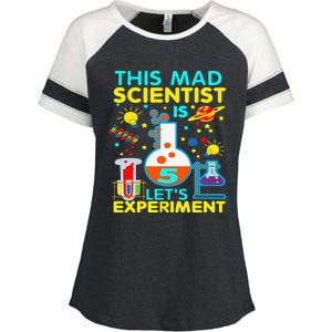 5th Birthday Gift This Mad Scientist Is 5 Let's Experiment Enza Ladies Jersey Colorblock Tee