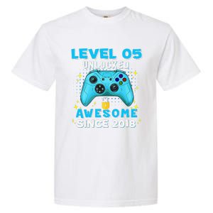 5th Birthday Gifts Level 5 Unlocked 5 Years Old Gamer Cute Garment-Dyed Heavyweight T-Shirt