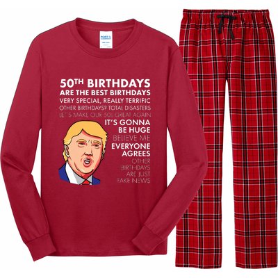 50th Birthday Gift Funny Trump Quote For Man Long Sleeve Pajama Set