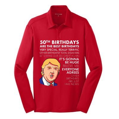 50th Birthday Gift Funny Trump Quote For Man Silk Touch Performance Long Sleeve Polo