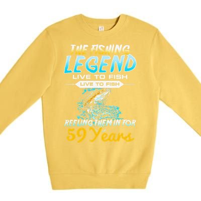 59th Birthday Gift The Fishing Legend 59 Years Fisherman Premium Crewneck Sweatshirt