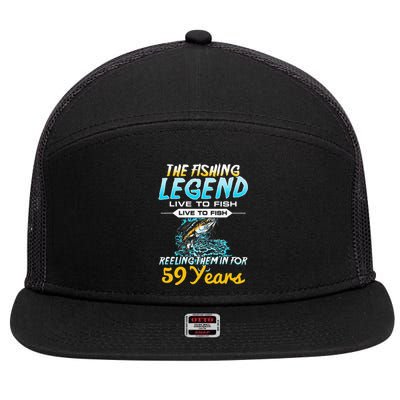 59th Birthday Gift The Fishing Legend 59 Years Fisherman 7 Panel Mesh Trucker Snapback Hat