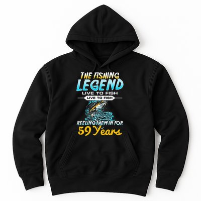 59th Birthday Gift The Fishing Legend 59 Years Fisherman Hoodie