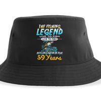 59th Birthday Gift The Fishing Legend 59 Years Fisherman Sustainable Bucket Hat