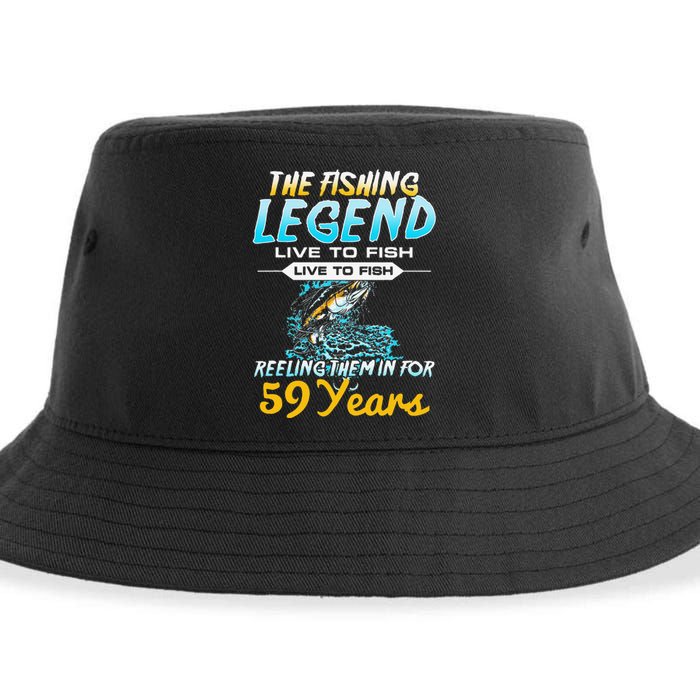 59th Birthday Gift The Fishing Legend 59 Years Fisherman Sustainable Bucket Hat