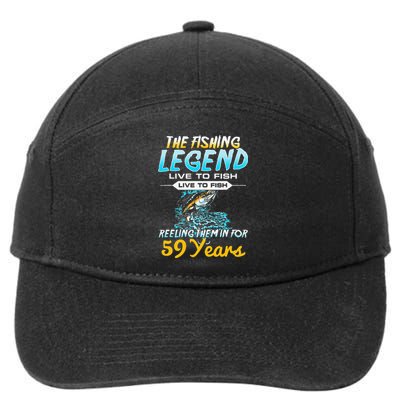 59th Birthday Gift The Fishing Legend 59 Years Fisherman 7-Panel Snapback Hat