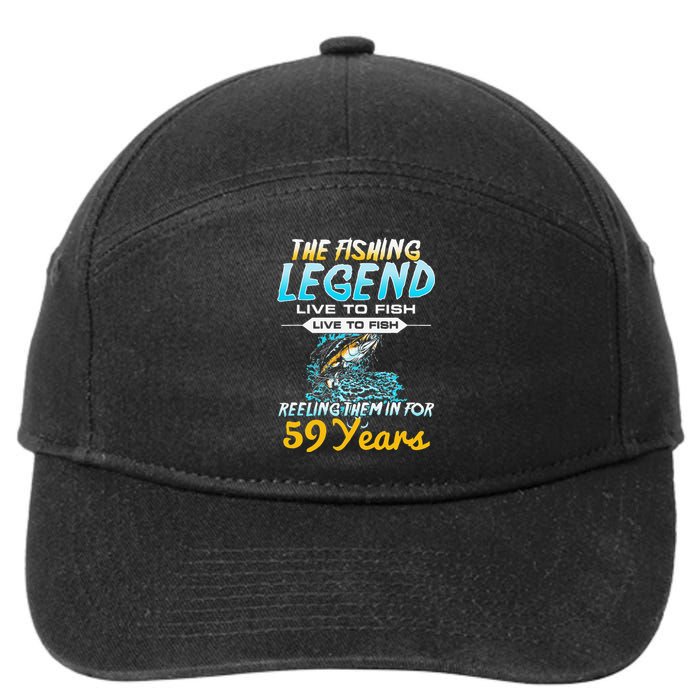 59th Birthday Gift The Fishing Legend 59 Years Fisherman 7-Panel Snapback Hat