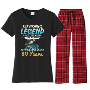 59th Birthday Gift The Fishing Legend 59 Years Fisherman Women's Flannel Pajama Set