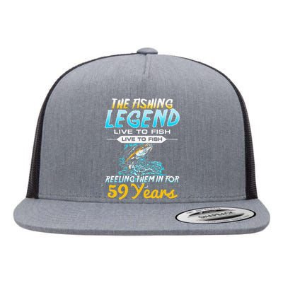 59th Birthday Gift The Fishing Legend 59 Years Fisherman Flat Bill Trucker Hat