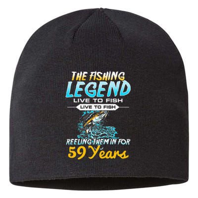 59th Birthday Gift The Fishing Legend 59 Years Fisherman Sustainable Beanie