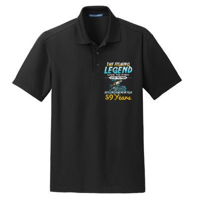 59th Birthday Gift The Fishing Legend 59 Years Fisherman Dry Zone Grid Polo