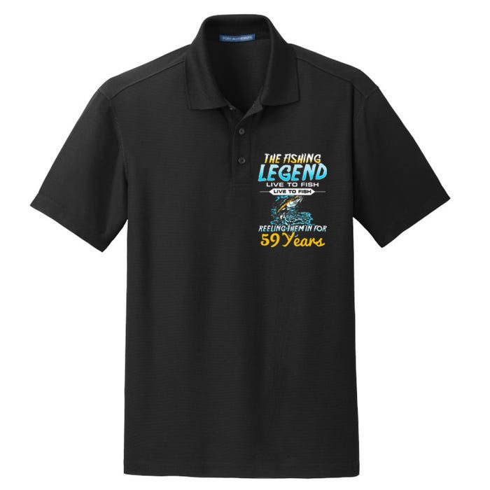 59th Birthday Gift The Fishing Legend 59 Years Fisherman Dry Zone Grid Polo