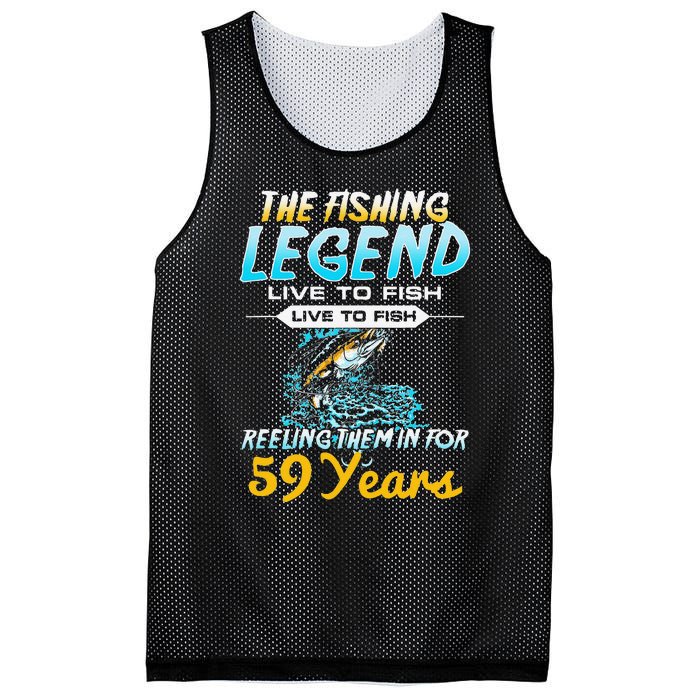 59th Birthday Gift The Fishing Legend 59 Years Fisherman Mesh Reversible Basketball Jersey Tank