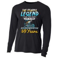 59th Birthday Gift The Fishing Legend 59 Years Fisherman Cooling Performance Long Sleeve Crew