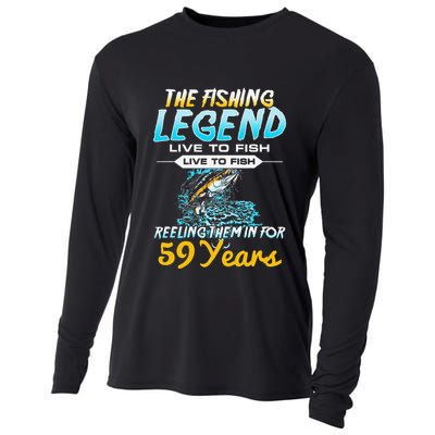 59th Birthday Gift The Fishing Legend 59 Years Fisherman Cooling Performance Long Sleeve Crew