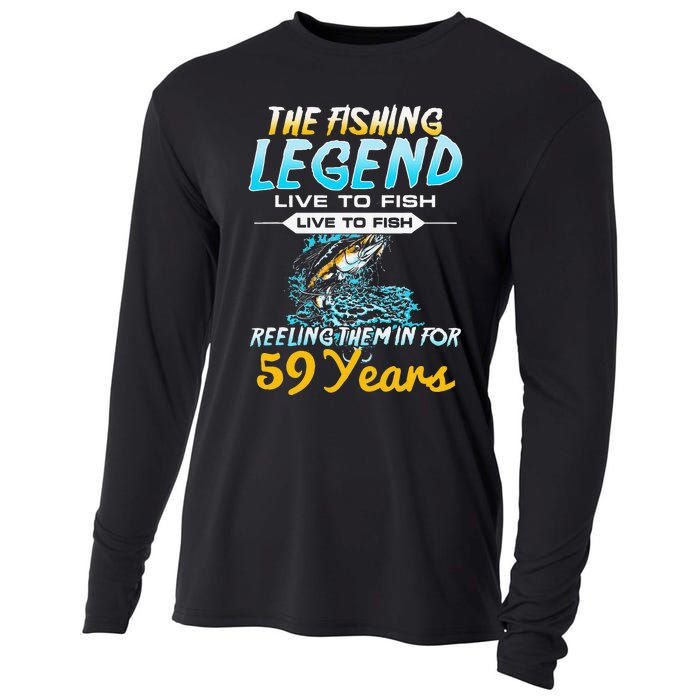 59th Birthday Gift The Fishing Legend 59 Years Fisherman Cooling Performance Long Sleeve Crew