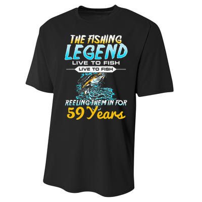 59th Birthday Gift The Fishing Legend 59 Years Fisherman Performance Sprint T-Shirt