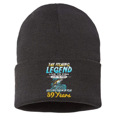 59th Birthday Gift The Fishing Legend 59 Years Fisherman Sustainable Knit Beanie