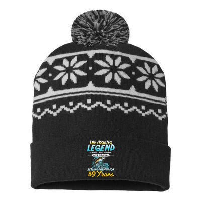 59th Birthday Gift The Fishing Legend 59 Years Fisherman USA-Made Snowflake Beanie