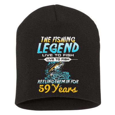 59th Birthday Gift The Fishing Legend 59 Years Fisherman Short Acrylic Beanie