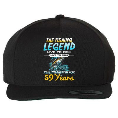 59th Birthday Gift The Fishing Legend 59 Years Fisherman Wool Snapback Cap