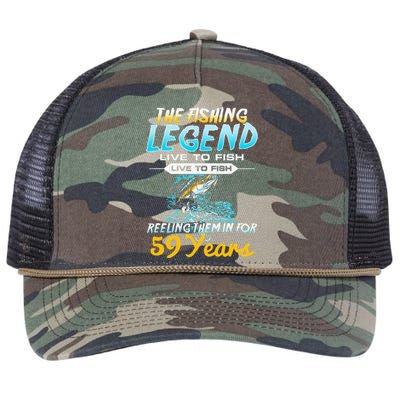 59th Birthday Gift The Fishing Legend 59 Years Fisherman Retro Rope Trucker Hat Cap