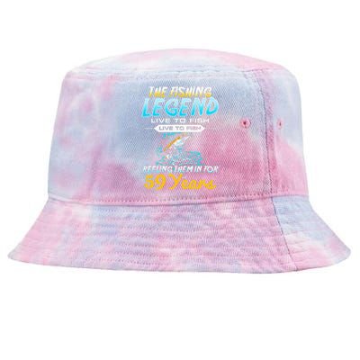 59th Birthday Gift The Fishing Legend 59 Years Fisherman Tie-Dyed Bucket Hat